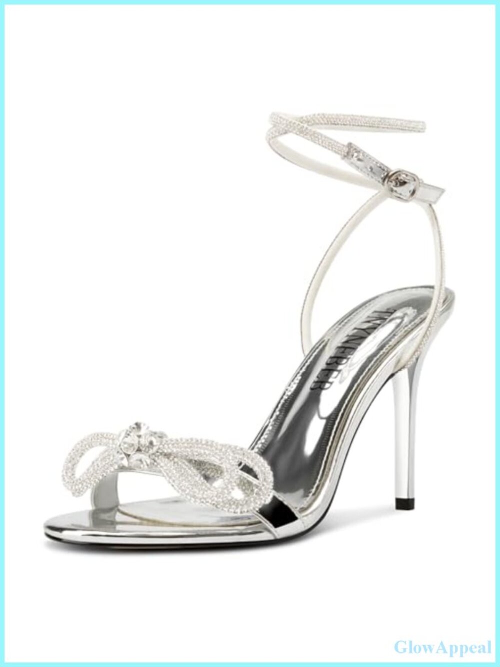 Women's Stiletto High Heel Sandals Open Toe Ankle Strap Rhinestone Crystal Bow